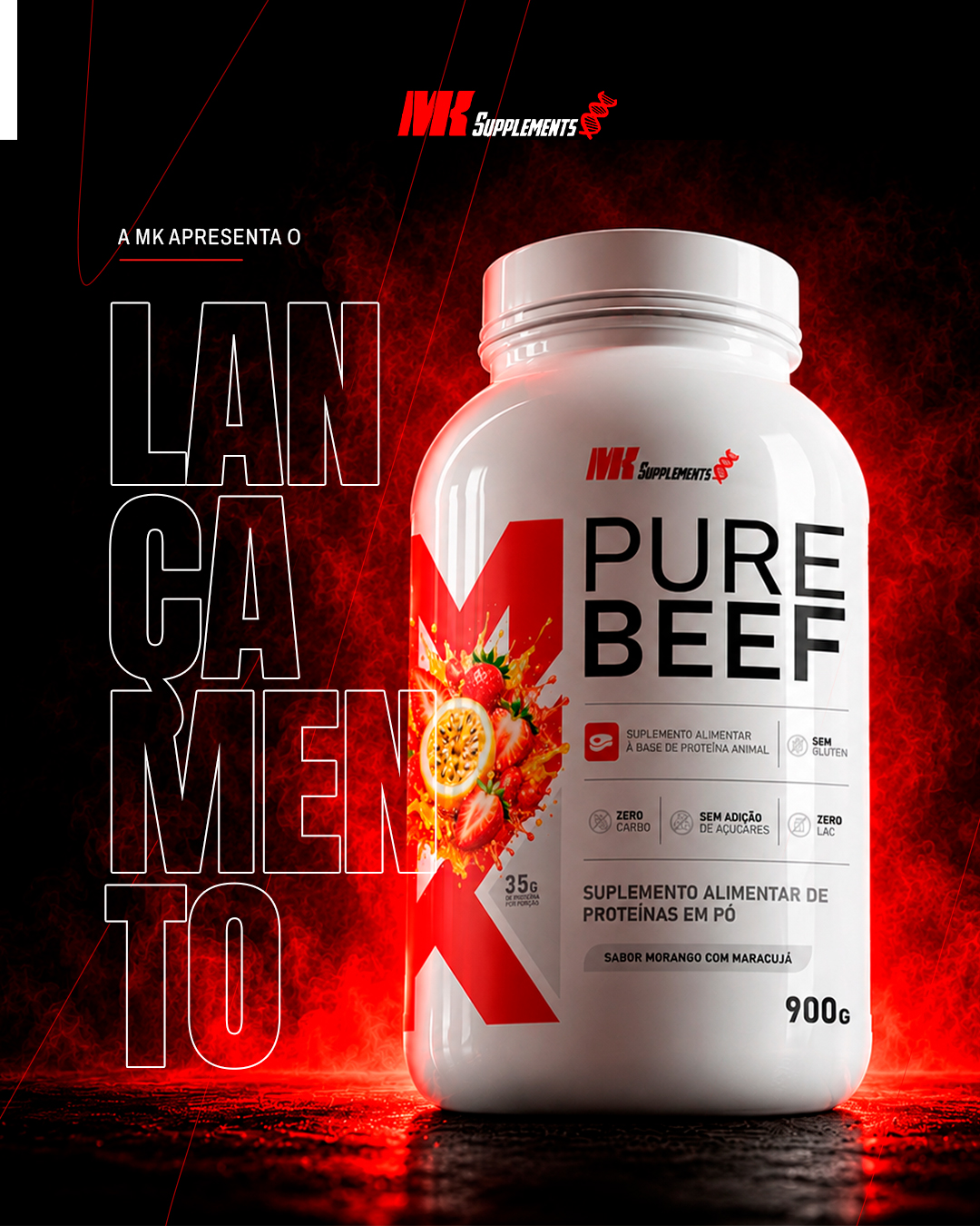 Pure Beef MK Supplements - suplemento de proteína animal 900g